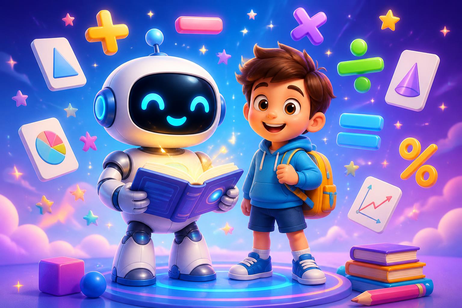 Robot and child exploring math